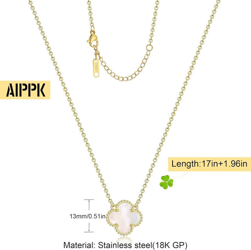 AIPPK Clover Pendant Necklace for Women 18K Gold Plated Four Leaf Clover Necklaces Lucky Simple Jewelry Gifts for Women - Image 2